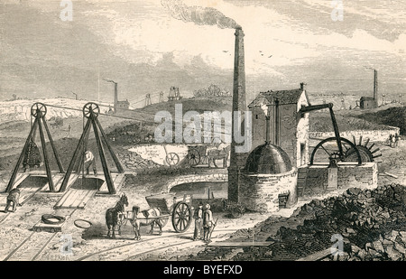 Whimsey dessin du moteur ou du charbon dans le Staffordshire Collieries, en Angleterre au 19e siècle. Banque D'Images