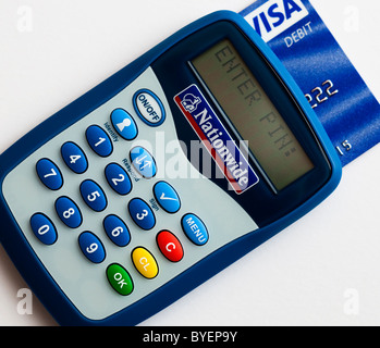 Nationwide Building Society lecteur Digital Banking avec Visa Banque D'Images
