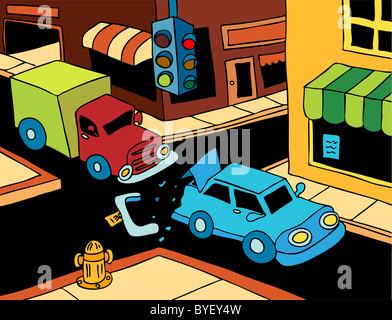 Chariot-arrière se termine une voiture sur une journée ensoleillée. Banque D'Images