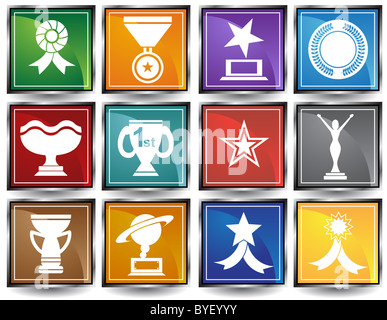 Set de 12 icônes style carré - prix Banque D'Images