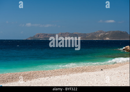 L''île de Meis vu de Kas à Antalya, Turquie. L''île de Meis fait partie de la Grèce Banque D'Images