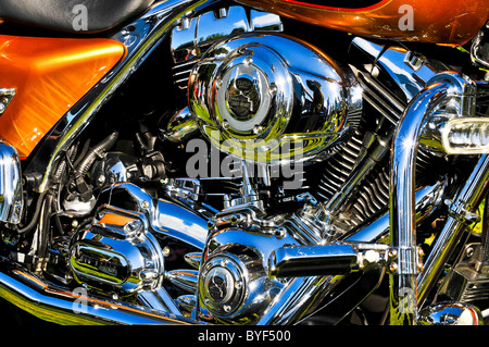 Harley Davidson, moto,détail brillant,argent,brillant,NEUF,vélo,polonaise Banque D'Images