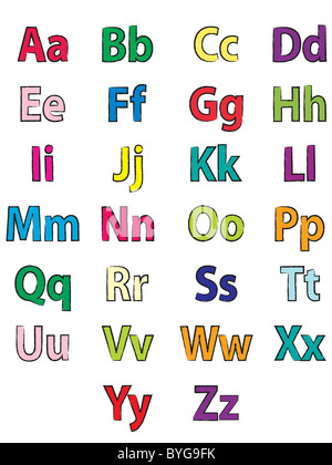 Alphabet coloré pour les enfants en haute et basse Banque D'Images