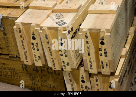 Mortier en bois Boîtes Banque D'Images