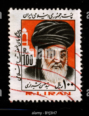 L'IRAN-vers 1980:un timbre imprimé en Iran montre libre du Grand Ayatollah Sayyed Ruhollah Khomeini Moosavi ; 22 septembre 1902 - 3 juin 1989) était un homme politique et chef religieux iranien, et leader de la révolution iranienne de 1979 qui a vu le renversement de Mohammad Reza Pahlavi, le Shah d'Iran, vers 1980. Banque D'Images