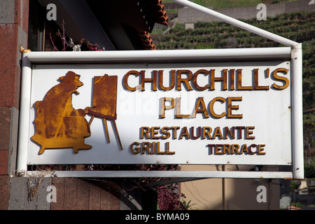 Churchill's Place Restaurant à Camara de Lobos Madère Banque D'Images