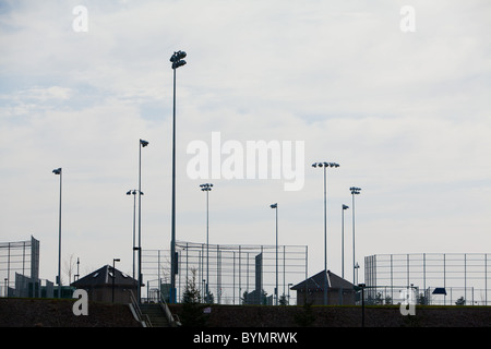 L'éclairage du stade pour un événement sportif Banque D'Images