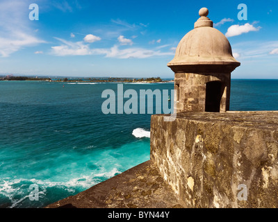 Baie de San Juan vue depuis le Fort El Morro, San Juan, Puerto Rico Banque D'Images