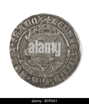 Argent martelé de Henry VIII groat 1526 -1544 Banque D'Images