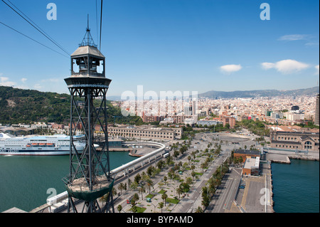 En téléphérique sur Barcelone Banque D'Images