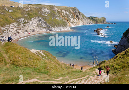 St Oswald's Bay, également connu sous le nom de Man O' War Cove, dans le Dorset, Angleterre Banque D'Images