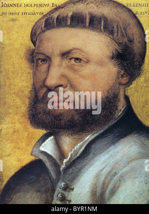 HANS Holbein le Jeune (1497-1543) artiste allemand c/ graveur dans un auto-portrait dans la galerie des Offices, Florence Banque D'Images