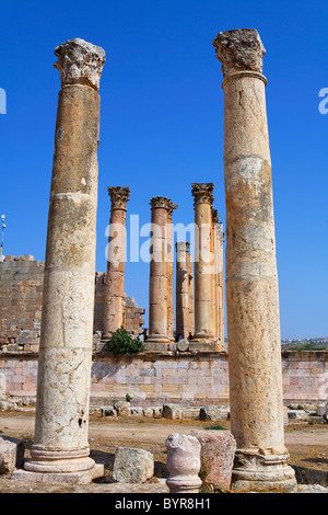 Le Temple d'Artémis à Gérasa, Jerash, Jordanie Banque D'Images