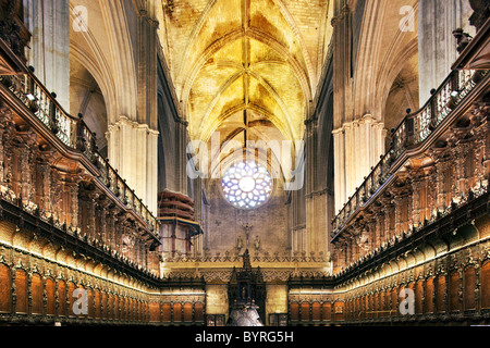 Chœur de Santa Maria de la Sede, Cathédrale de Séville, Espagne Banque D'Images