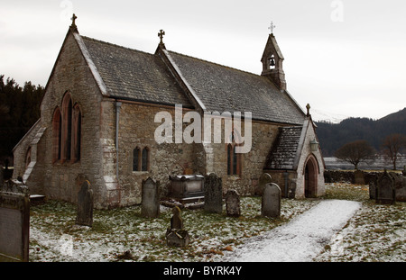 L'église de St Bega en hiver, Bassenthwaite, "Lake District", Cumbria, England, UK Banque D'Images