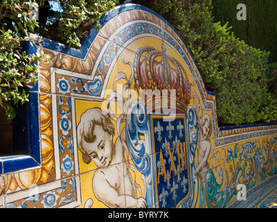 L'Alcázar de Séville (Reales Alcázares de Sevilla' ou 'Royal Alcazars de Séville') Détail de carrelage Banque D'Images