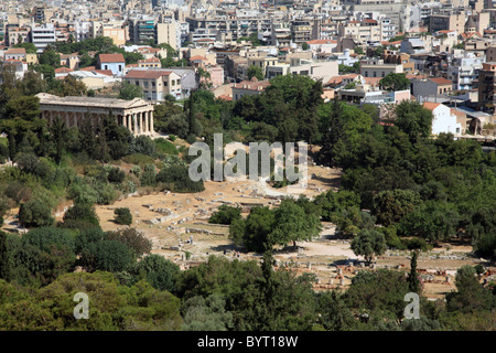 Temple d'Héphaïstos et Agora antique, Athènes, Grèce Banque D'Images