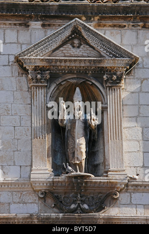 Dubrovnik, statue de Saint Blaise, l'UNESCO du patrimoine mondial de la Croatie Banque D'Images