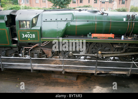 Station Swanage Locomotive Platine Hampshire England UK Eddystone 34028 Hangar d'entretien de la platine Banque D'Images