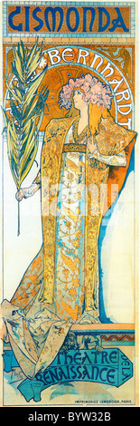 Alphonse Mucha (Alfons Maria) 1860 - 1939 Playbill poster Sarah Bernhardt dans Gismonda Théâtre de la renaissance 1894 Banque D'Images
