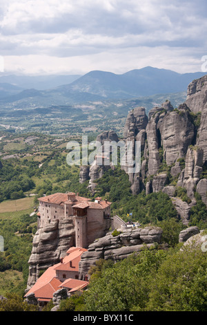 Monastère de Roussanou Monastères des Météores à Trikala, région de la Grèce. Banque D'Images