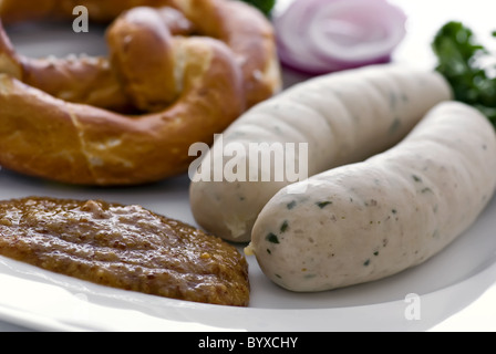 Petit-déjeuner saucisse blanche Banque D'Images