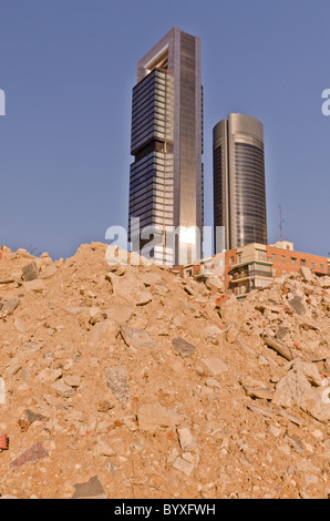 Cuatro Torres Business Area (CTBA) (Espagnol pour quatre tours Business Area), Madrid, Espagne. Banque D'Images