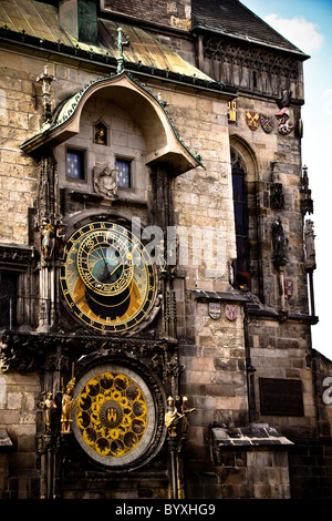 Horloge astronomique, Place de la Vieille Ville, Prague, République Tchèque Banque D'Images