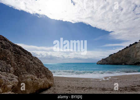 Plage de Porto Katsiki (l'île de Zakynthos, Grèce) Banque D'Images