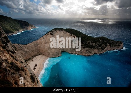 Plage de Porto Katsiki (l'île de Zakynthos, Grèce) Banque D'Images