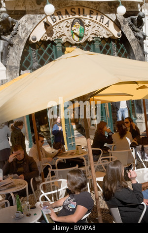 Café Brasileira, Chiado, Lisbonne, Portugal Banque D'Images