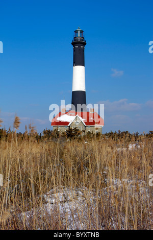 Fire Island Lighthouse en hiver Banque D'Images