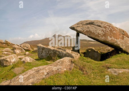 Arthur's Quoit chambre funéraire sur St Davids Head, Pembrokeshire Banque D'Images