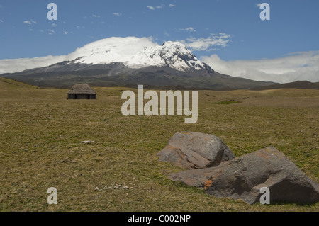 Les volcans couverts de neige s'élevant au-dessus de la sierra de l'Equateur. Banque D'Images