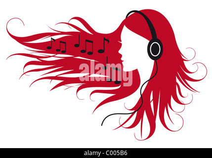 Woman listening music Banque D'Images