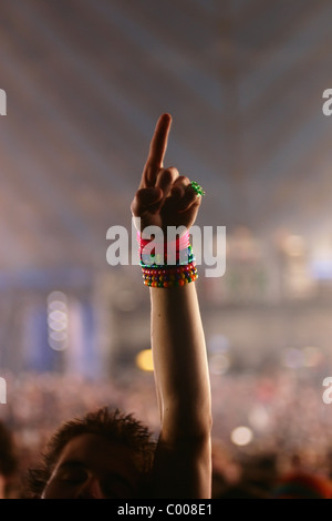 Man Cheering At Homelands Festival, Close Up Banque D'Images