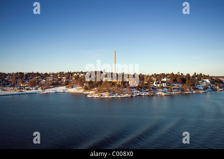 Vue depuis le navire Viking Line de entrée en Stockholm, Suède Banque D'Images