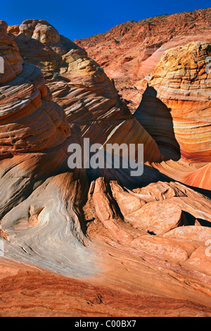 La vague principale formations dans les régions sauvages du Nord et Coyote Buttes Vermilion Cliffs National Monument. Banque D'Images