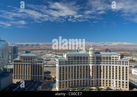 Une vue de l'hôtel Bellagio depuis le sommet de Paris la Tour Eiffel de Las Vegas Banque D'Images