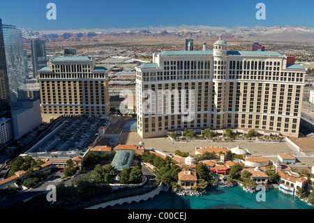 Une vue de l'hôtel Bellagio depuis le sommet de Paris la Tour Eiffel de Las Vegas Banque D'Images