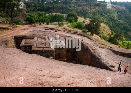 Le haut de la rock-taillées Bet Giyorgis (St George's Church) à Lalibela Banque D'Images