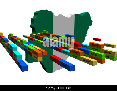 Nigéria plan avec des piles de conteneurs à l'exportation illustration Banque D'Images