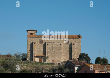 Voir l'ancienne église de la ville de Passignano Trasimeno, Pérouse, au bord du lac county, Ombrie, Italie Banque D'Images