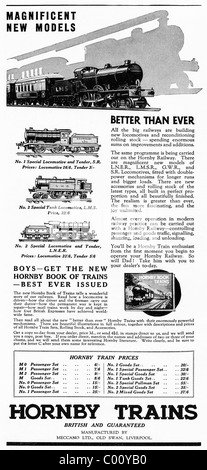 Années 1920 annonce dans une revue d'intérêt pour les trains HORNBY Banque D'Images