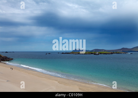 Plage vide sur une grande île Blasket, les îles Blasket, Slea Head Off sur la péninsule de Dingle, comté de Kerry, Irlande