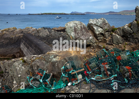Des casiers à homard sur Grande Île Blasket, les îles Blasket, Slea Head Off sur la péninsule de Dingle, comté de Kerry, Irlande