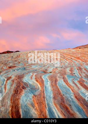 Bandes de roches colorées, striés. Vallée de Feu Park, Nevada Banque D'Images