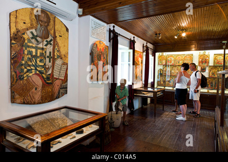 Museum de Moni Panagia Theotokou, monastère Paleokastritsa, Corfou (île), dans le nord-ouest de Corfou, îles Ioniennes, Grèce Banque D'Images