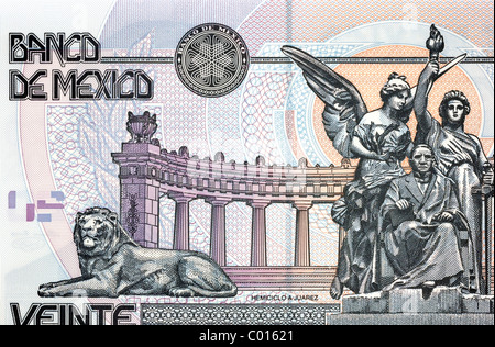 Mexique 20 pesos 20 billet de banque. Banque D'Images