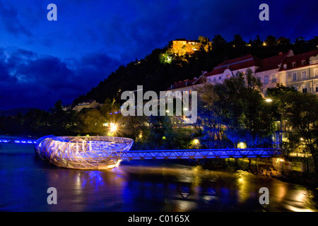 Murinsel, île de la rivière Mur, Graz, Styria, Austria, Europe Banque D'Images